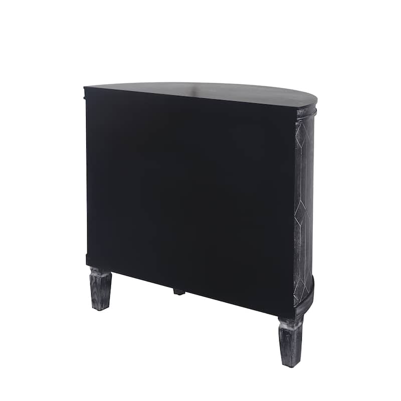31.5" Retro Halfmoon 2 Doors End Table, Wooden Storage with